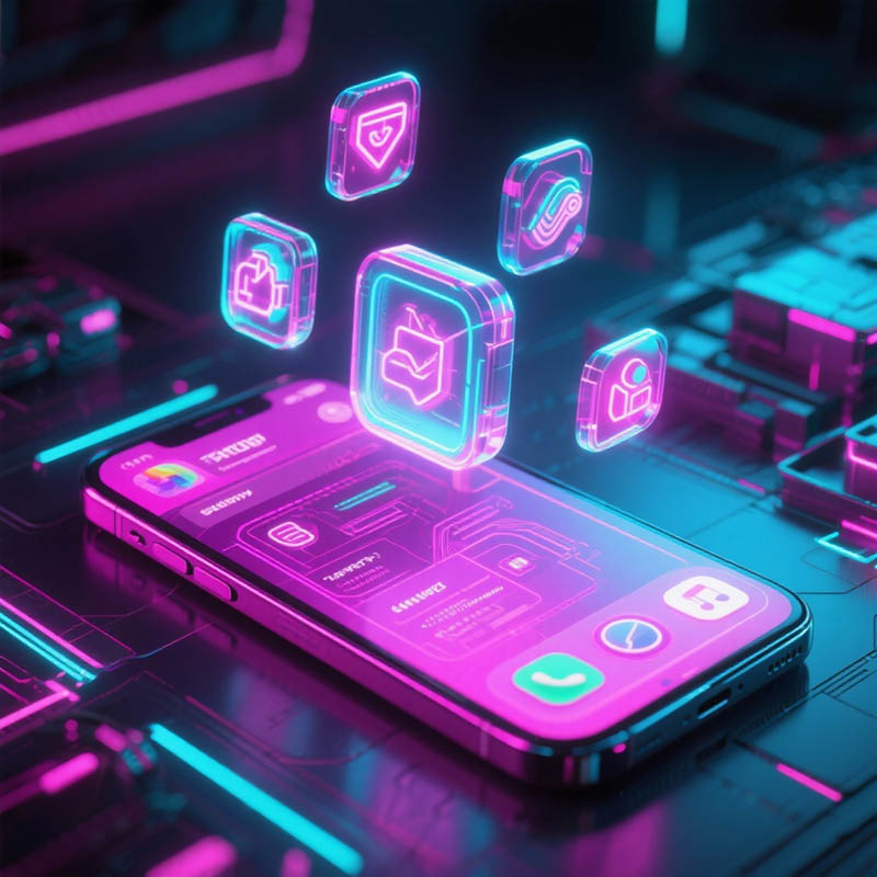 Φουτουριστικό στιγμιότυπο των mobile εφαρμογών